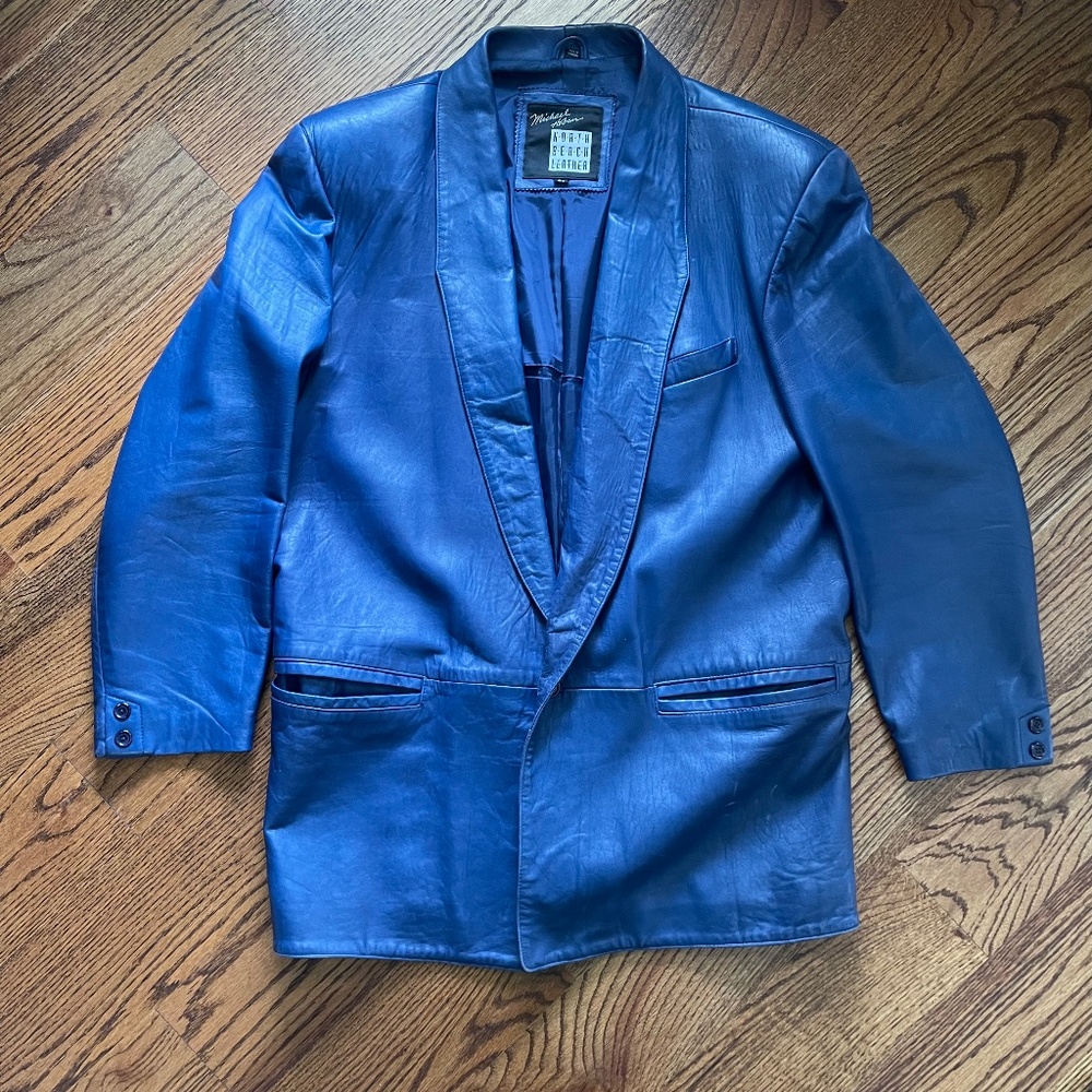 Vintage North Beach Leather blue leather jacket